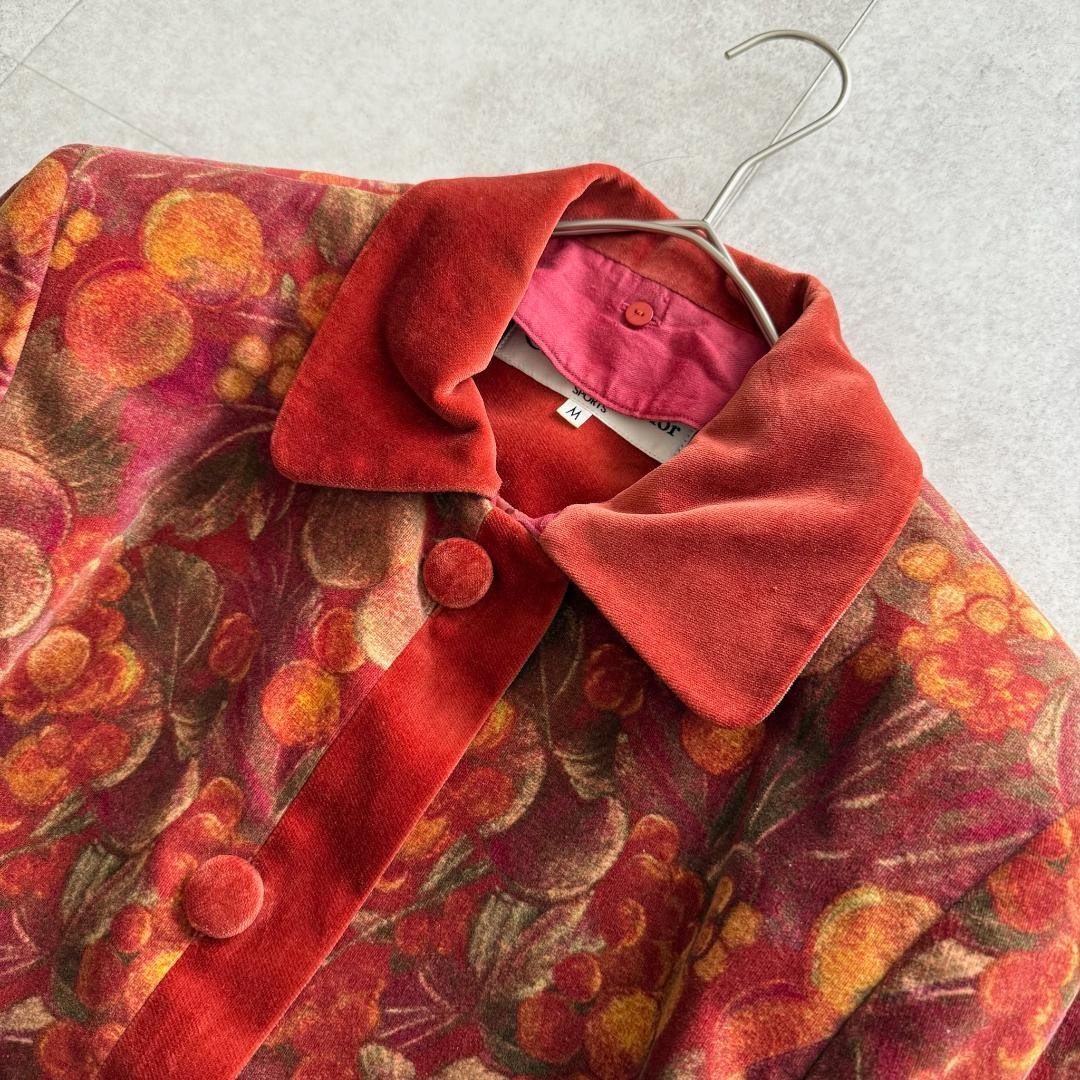 Christian Dior Set Up Velvet Fruit Pattern Orange M Size 2 Way Jacket Skirt thumbnail 3