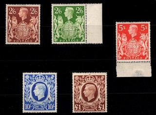 GB KGVI 1939 48 SG 476 476b 477 478b 478c (Cat £205) Mint Hinged
