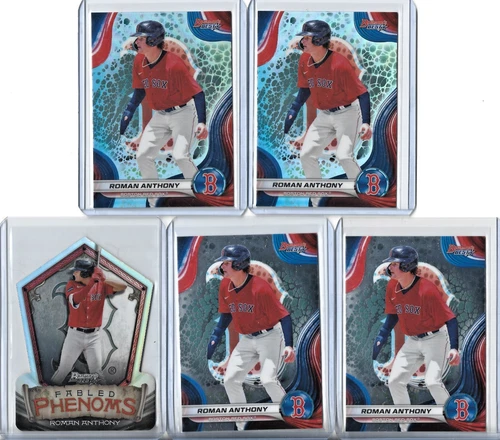 ROMAN ANTHONY 2024 BOWMAN BEST TOP PROSPECTS & FABLED PHENOMS 5 CARD LOT RED SOX