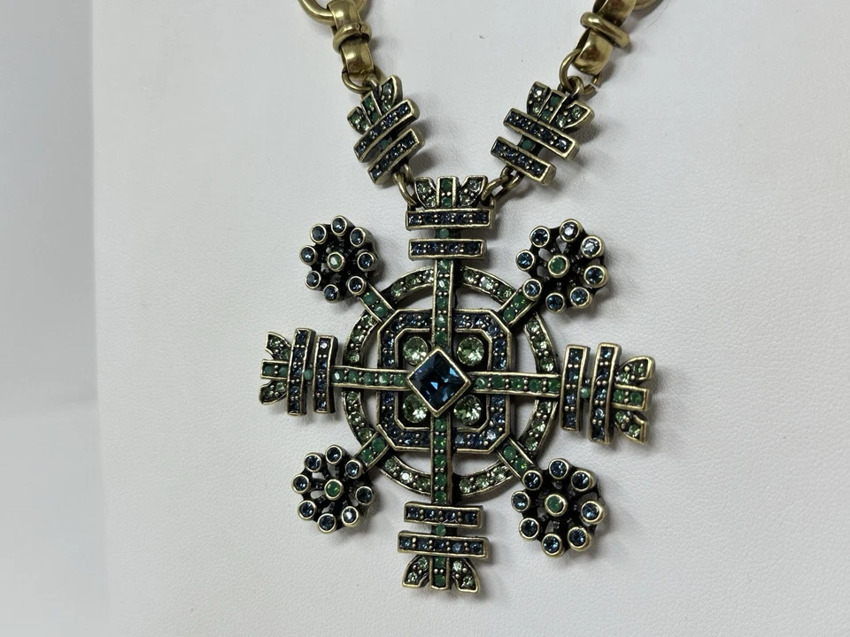 Collar de invierno HEIDI DAUS copo de nieve escandinavo azul verde cristal de Swarovski Foto 3 de 4