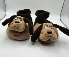 Vintage 1986 Tonka Pound Puppies Slippers Plush Dog Pair Brown