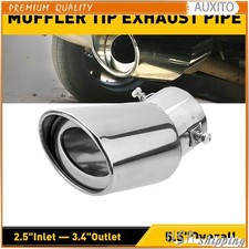 2set Carchrome Stainless Steel Rear Exhaust Pipe Muffler Tip Tail Round Accesso