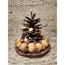 Handmade Pine Cone Natural Dried Folk Art Acorn Nut Autumn Table Shelf Decor