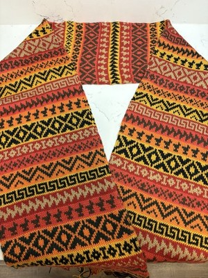 Handmade Peruvian Wool Scarf Multicolor Knit Cuzco Artisan Made