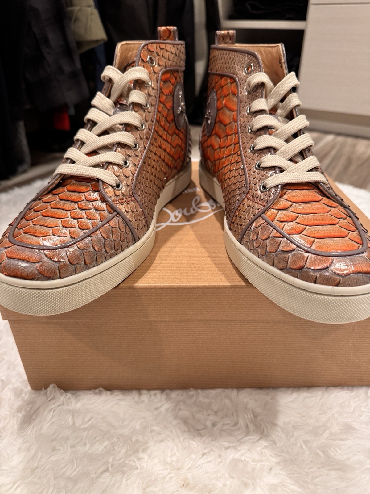 RARE Louboutin RANTUS ORLATO FLAT PYTHON FAIRY TA… - image 1