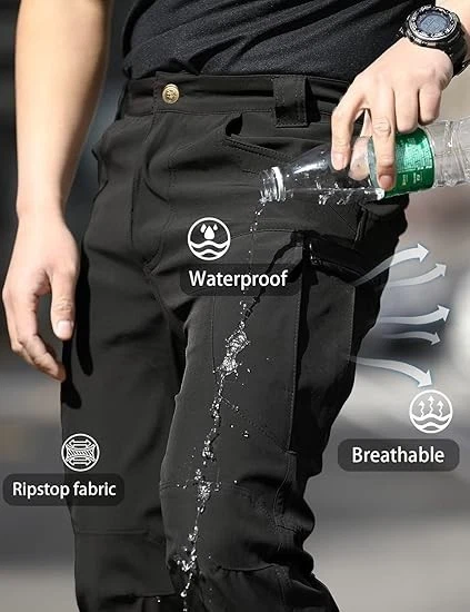 Tactical Mens Cargo Pants Waterproof Work Hiking Combat Outdoor Trousers Pants - Image 3 of 4