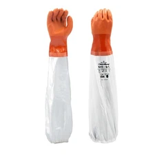 HEAVY DUTY CHEMICAL RESISTANT WATERPROOF PVC RUBBER INDUSTRIAL LONG WORK GLOVES
