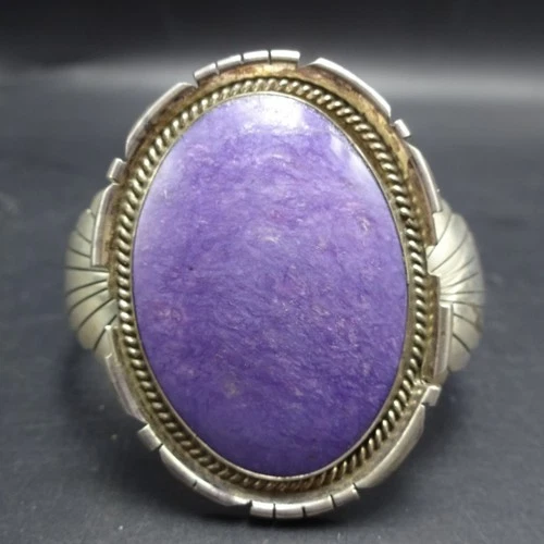 GLEN WILLIE Navajo VINTAGE Sterling Silver PURPLE SUGILITE Cuff BRACELET