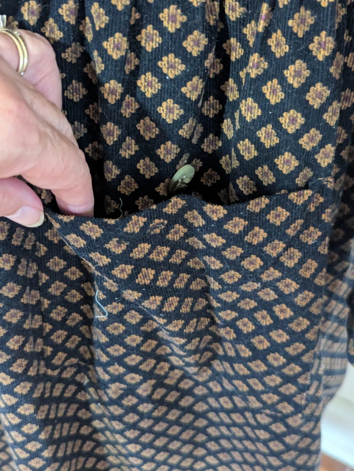 Vestido Midi De Colección S Roberts Años 90 Y2K Pana Talla 14/16 Cierre Trasero Bolsillos Algodón Foto 4 de 4