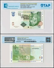 South Africa 10 Rand, 2009 ND, P-128b, UNC, Authenticated