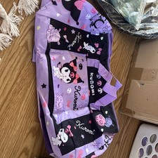 Cute Women Girl Kuromi Foldable Travel Luggage Trolley Tote Crossbody Duffle Bag