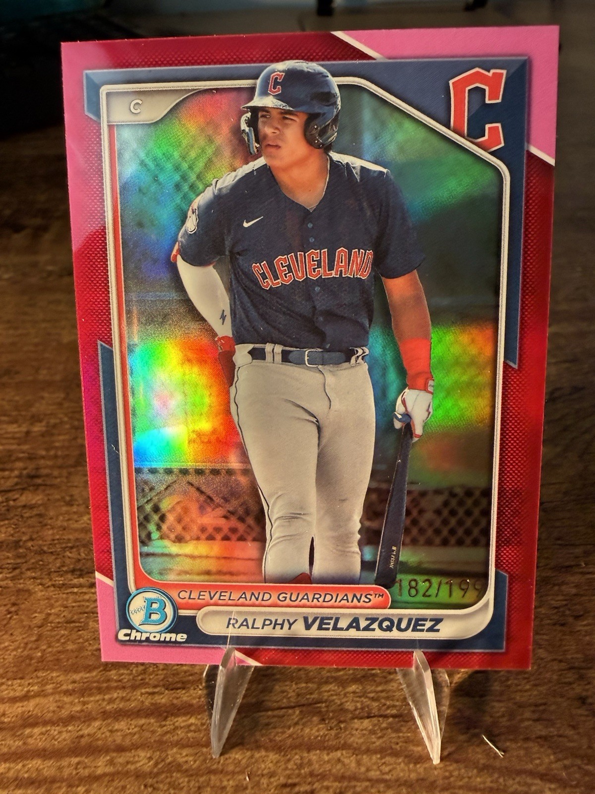 RALPHY VELAZQUEZ 2024 BOWMAN CHROME FUCHSIA REFRACTOR PARALLEL 182/199 #BCP-29