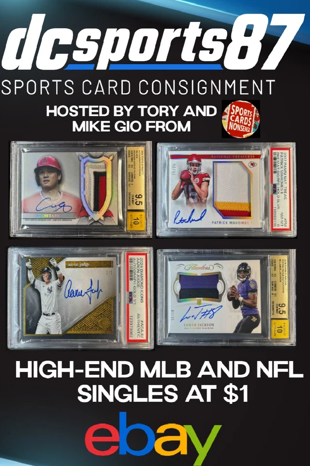 High-End NFL/MLB Grails $1 starts on Mahomes, Ohtani, Griffey, Judge & more