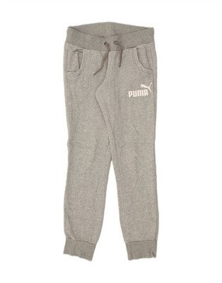 PUMA Womens Graphic Tracksuit Trousers Joggers UK 12 Medium Grey Cotton BS06