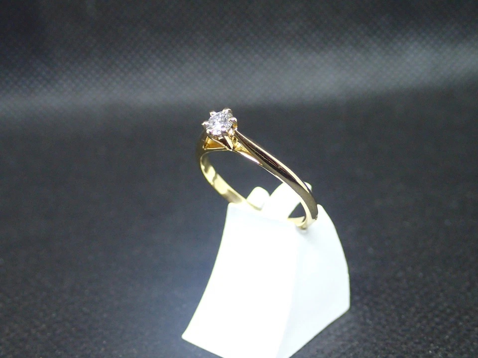 Solitaire en or jaune 750/ème de 2.16g, diamant / Bijoux d'occasion - Photo 3/4