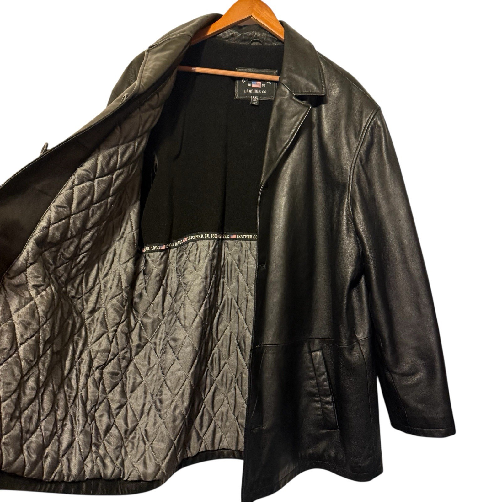 US Polo Assn. Leather Jacket Men 2XL, Very Good Condition, Black image 4