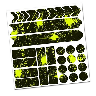 28 Teiliges Set Fahrrad Rahmen Schutzfolie Aufkleber Schutz Racing Neon Gelb V2