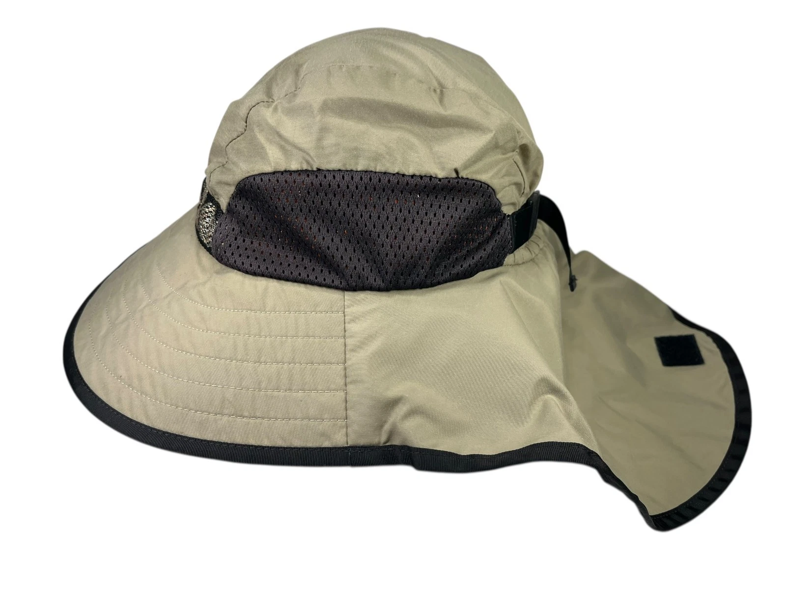 SUNDAY AFTERNOONS Brown/Black NECK-SHADE-FLAP SUN HAT Wide-Brim Summer Hike Sz M