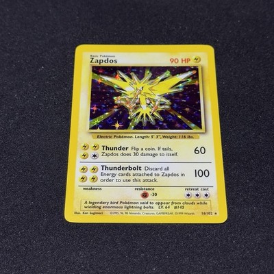 Zapdos 16/102 HOLO BLEED 1999 Pokemon Base Set ERROR Rare WOTC