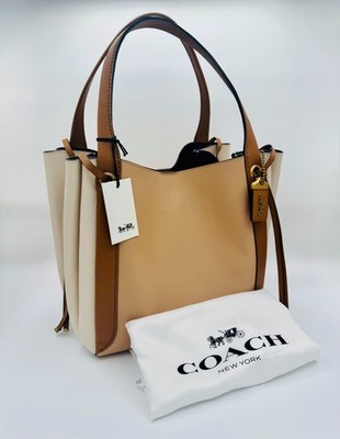 Coach 1941 Harmony Hobo In Colorblock Beechwood Chalk Leather Tote