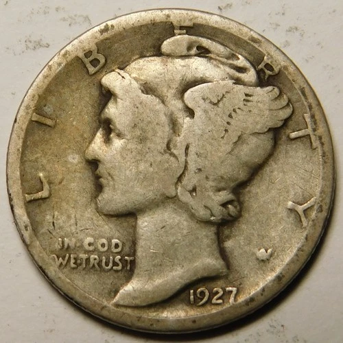 1927 D Mercury Dime G - VG   "Actual Coin Pictured - Not Cleaned"