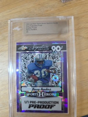 2024 Leaf Metal Sports Heroes Signature Decade Crystal PURPLE Barry Sanders 1/1