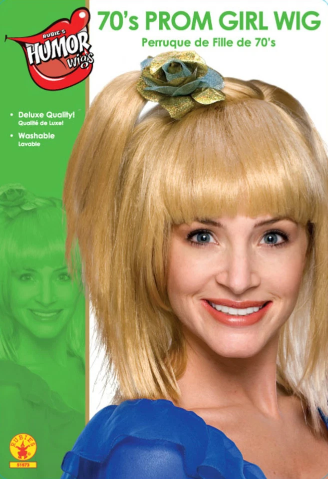 Peluca Niña Baile de graduación años 70 retro disfraz teatral mujer maniquí rubio TV celebridad Foto 2 de 4