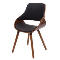 Esszimmerstuhl MCW-D23, Lehnstuhl Stuhl, Retro-Design Kunstleder Schwarz
