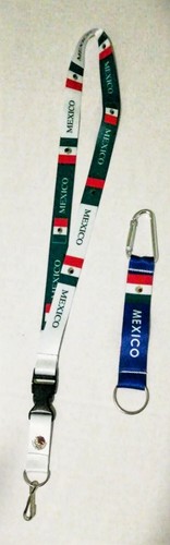 Mexico Flag lanyard & Keychain set Neck strap ID Holder Breakaway  - Afbeelding 1 van 4