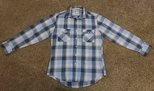 * 2 Levi's Casual Shirt Mens M Blue Tan Plaid Long Sleeve Button Up soft cotton - Picture 11 of 12