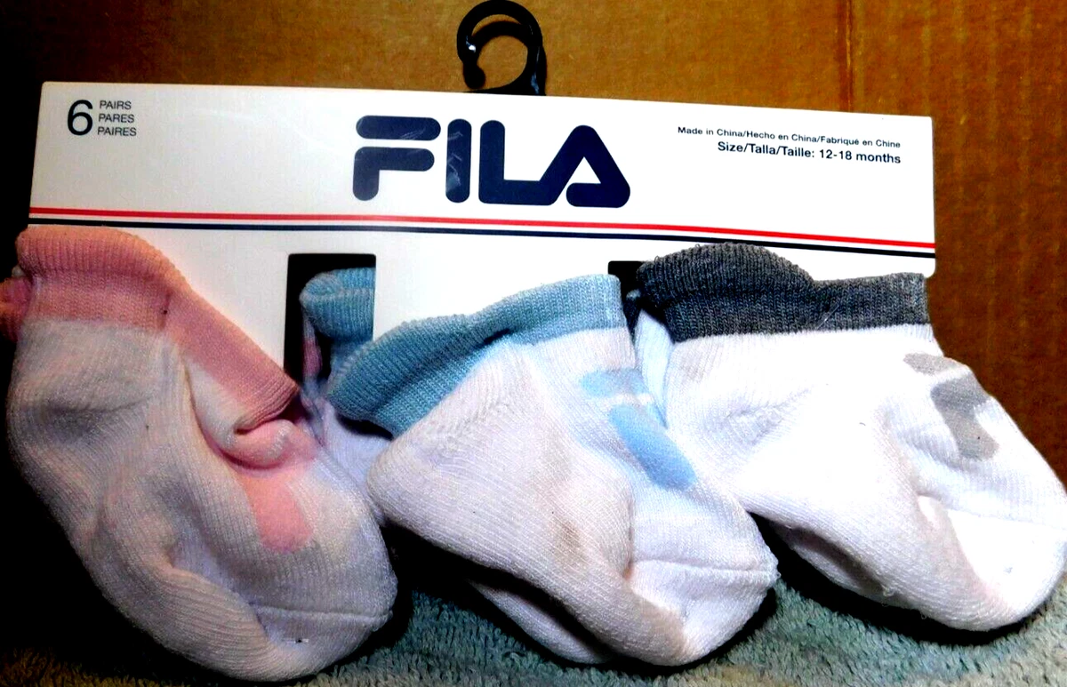 I B Fila Ankle Baby Socks Size 12 18months 6 Pair NEW