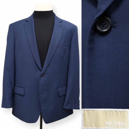 MICHAEL KORS mens solid blue SLIM FIT sport coat suit jacket blazer 44 R
