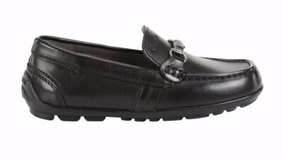 GEOX NEW FAST Boy's Comfortable Breathable Black Leather Loafer J746CC00043C9999