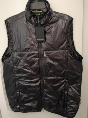 BUGATCHI Quilted Down SHINY BLACK Vest sz M $250