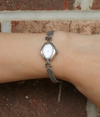 Waltham 14K White Gold 17-Jewel Mechanical Women's Watch w/ Gold