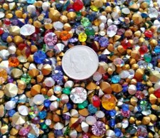 100 Vtg New Rhinestones Small to Medium mixed sizes colors MC Czech Swarovski