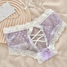 Japanese Sweet Girls Lace Panties Sheer Briefs Underpants Transparent Underwear