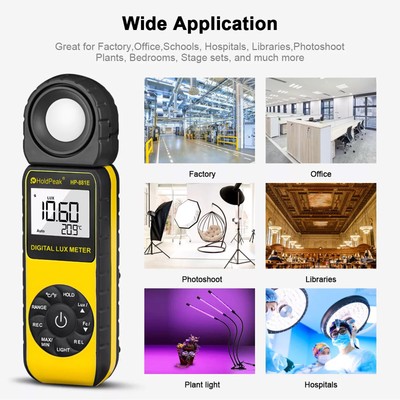 Handheld Illuminance Meter 300,000 Lux Photometer Digital Light Meter LuxmetervR
