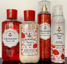 Bath & Body Works STRAWBERRY POUND CAKE Lotion-Shower Gel-Mist-Whipped Bath Foam