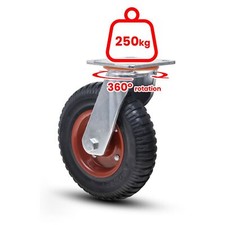 1x Castor Wheels Large 200mm 250KG Heavy Duty Rubber Swivel Furniture Caster UK