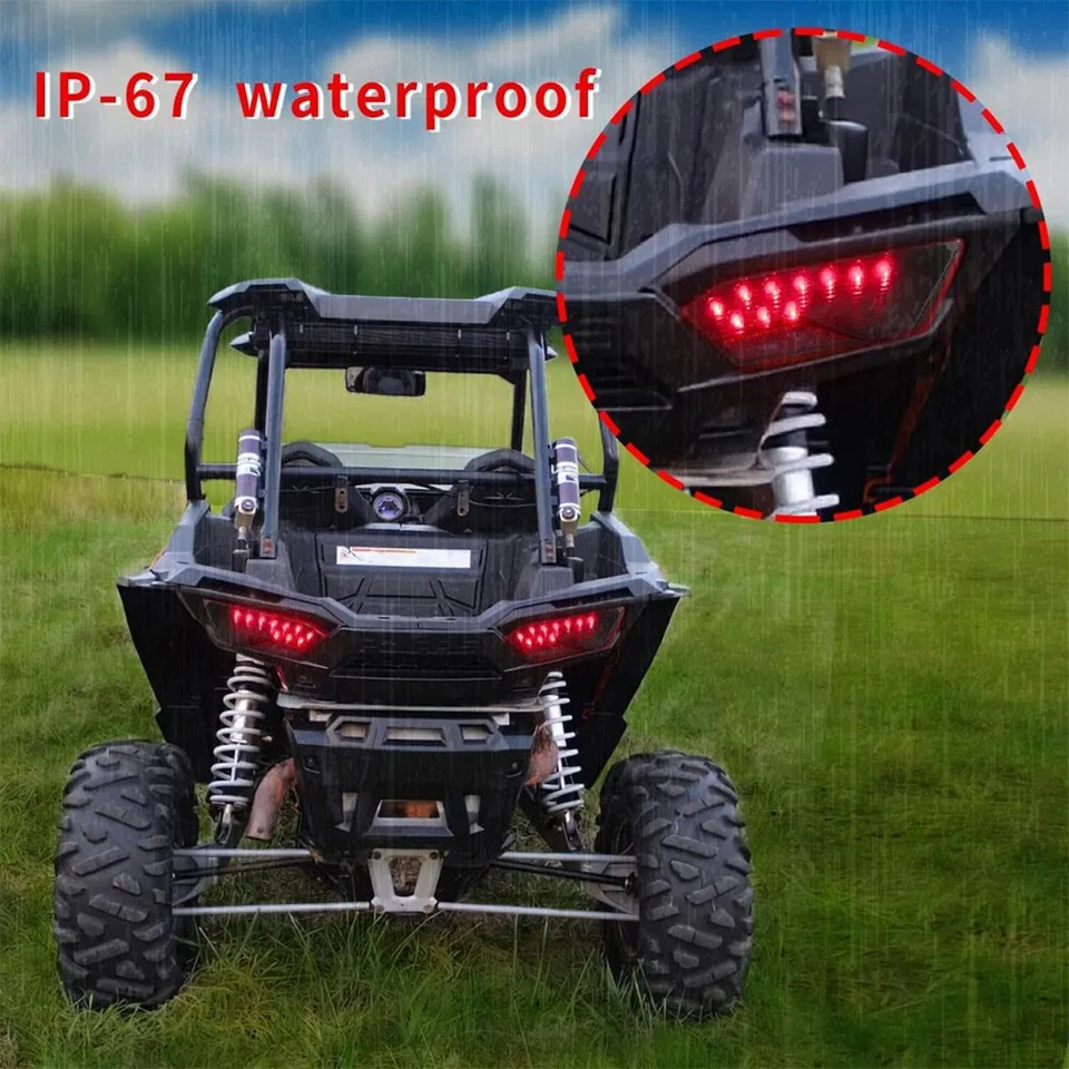 For Polaris RZR Turbo 1000 XP 900 S 2014-2019 Smoked LED Rear Tail Brake Lights - Image 2 of 4