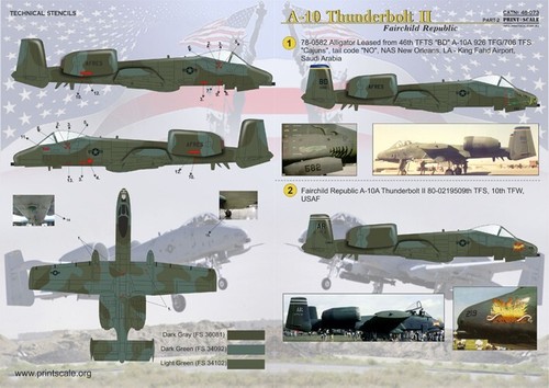 Print Scale 48-073 Decal for airplane 1:48 A-10 Thunderbolt II Part 2 Waterslide - Picture 11 of 24