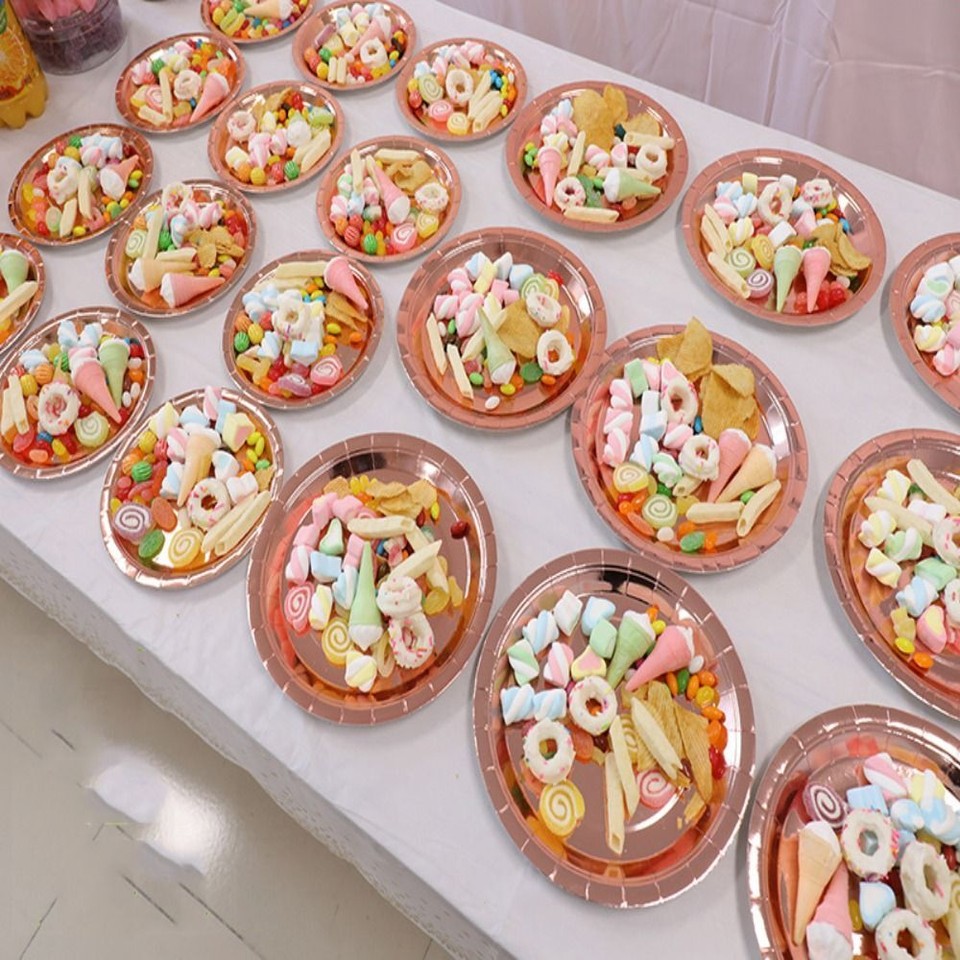 For Wedding/Birthday Party Rose Gold Plates Straws Cups Disposable