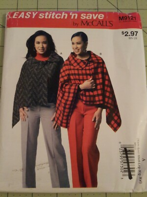 McCalls Pattern M9121 Sizes XS S M L XL XXL Wrap Ruana Poncho Jacket ...