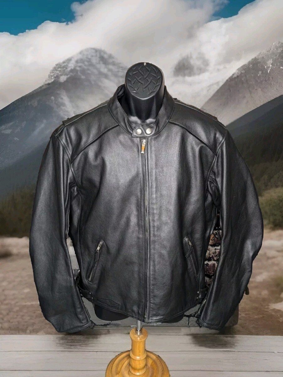 Power Trip Black Diamond Heavy Leather Motorcycle Riding Jacket