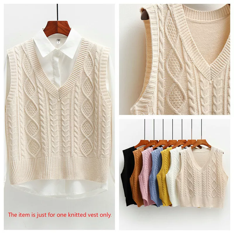 Women Sweater Vest V Neck Sleeveless Pullover Classic Knitwear Tank Top  Vintage | eBay