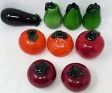 Lot of 9 Murano Style MCM Hand Blown Art Glass Fruit Vegitable Tomato Orange