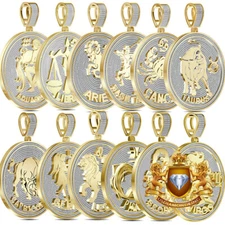 Real Genuine 2.50 Cwt. VVS1 Moissanite Zodiac Birth Sign Astrology Charm Pendant