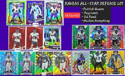   Ravens All-Star Defense Lot: Reed, Lewis, Humphrey, Queen: Four #'d Cards +SP