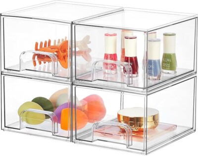 4er Pack Stapelbar Make-up Organizer Aufbewahrung Schubladen, 4,4'' Hoch